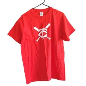 Gildan Sportwears Mens Red Baseball Graphic Print TShirt L